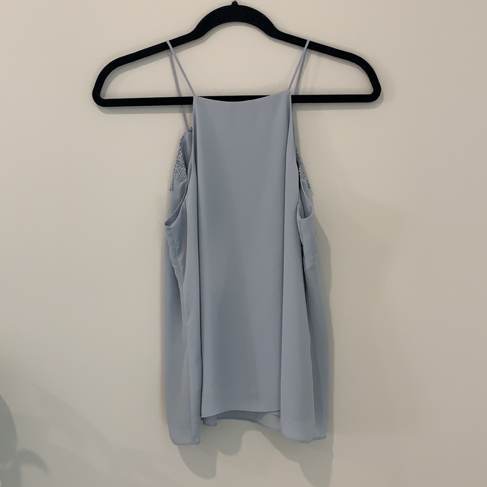 Wayf Blue Lace Up Spaghetti Strap Blouse Flowy Spring Easter Summer Tank Top - Picture 7 of 11